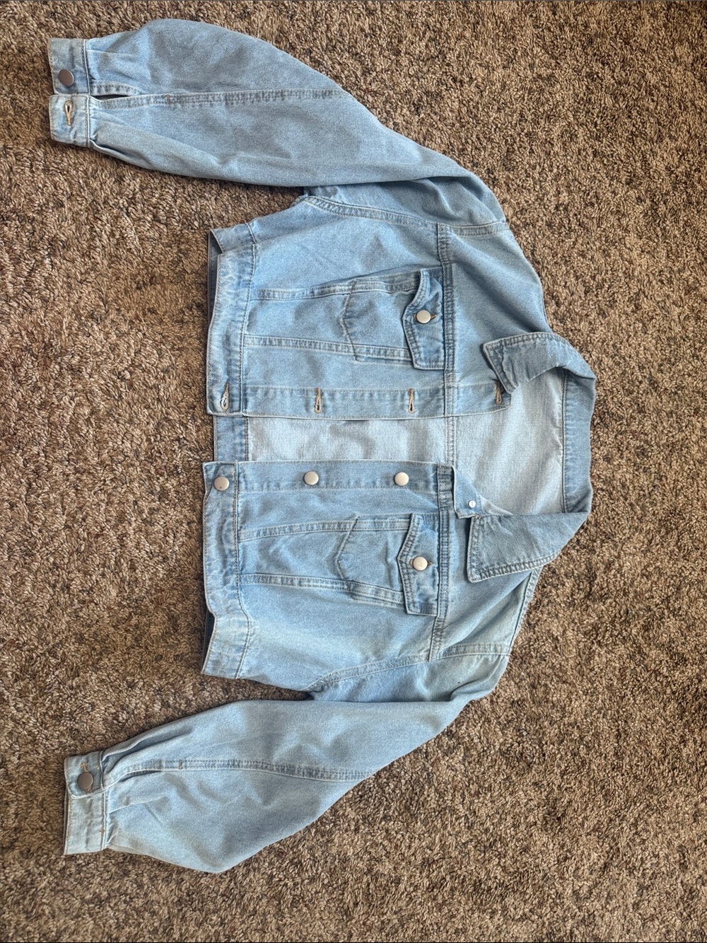 Women's Light Blue Denim Jacket with Button-Front Detail